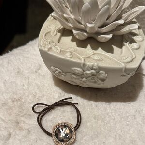 Brown LV Hair Accessory with white Logo